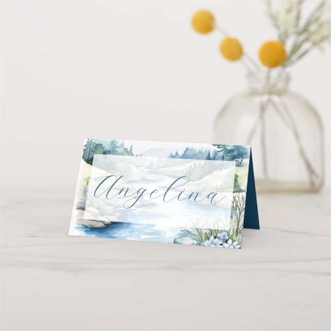 Misty Mountain Wedding Place Card (Front)