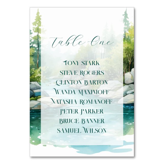 Misty Mountain Wedding Table Number (Front)