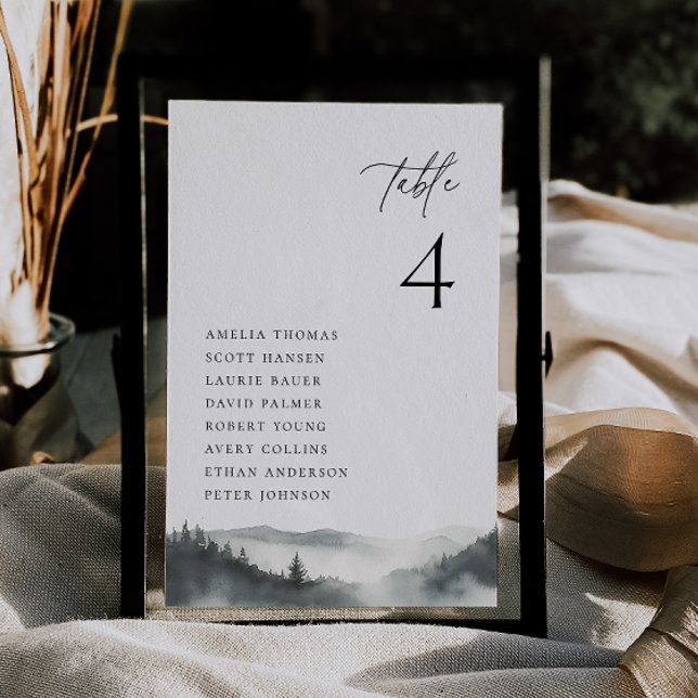 Misty Mountain Wedding Table Seating Card (Creator Uploaded)