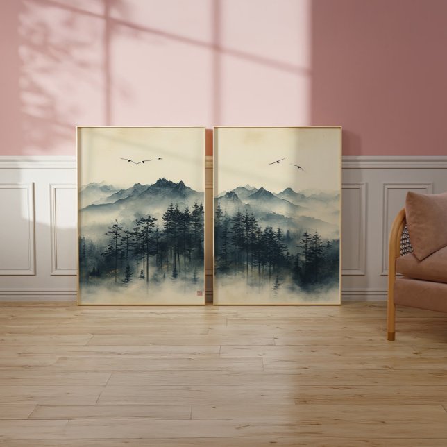 Misty Mountain – Zen Ink Wash – Wall Art Set (Creator Uploaded)