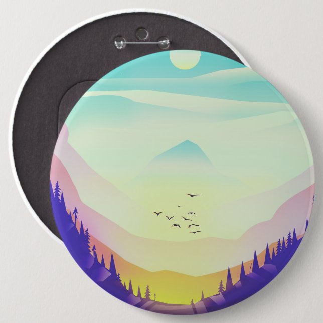 Misty Mountains 6 Cm Round Badge (Front & Back)