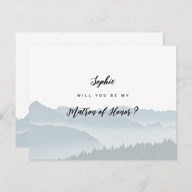 Misty Mountains Be My Matron of Honour Card (Front/Back)