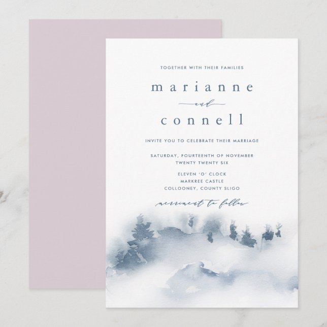 Misty Mountains III Informal Wedding Invitation (Front/Back)