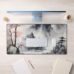 Misty Mountains Ink Painting Desk Mat