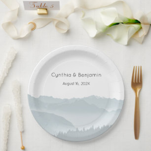 Misty Mountains Range Wedding Personalised  Paper Plate