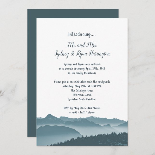 Misty Mountains Reception Only Invitation (Front/Back)