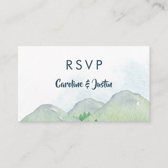 Misty Mountains Small Wedding RSVP Cards (Front)