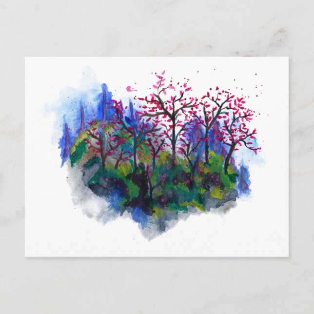 Misty Mountains watercolours art postcard (Front)