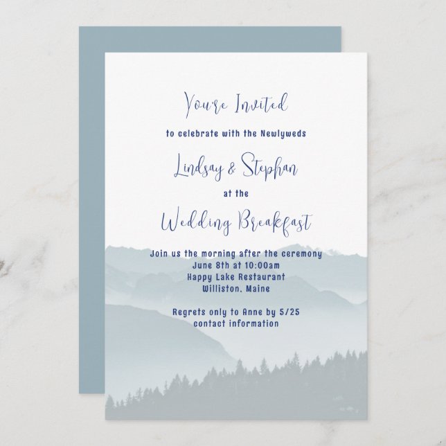 Misty Mountains Wedding Breakfast Invitation (Front/Back)