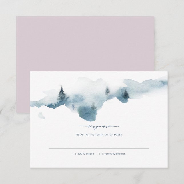 Misty Mountains Wedding RSVP Response Invitation (Front/Back)