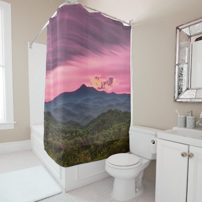 Misty mountaintop shower curtain (In Situ)