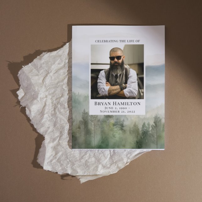 Misty Nature Watercolor Funeral Program (Creator Uploaded)