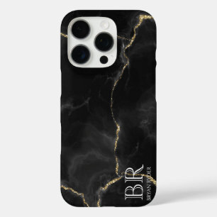 Misty Night Gold Glitter Marble Customisable iPhone 16 Pro Case