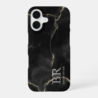 Misty Night Gold Glitter Marble Customisable iPhone 16 Case