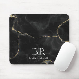 Misty Night Gold Glitter Marble Customisable Mouse Pad