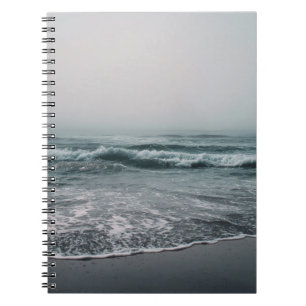 Misty Ocean Waves Beach Notebook
