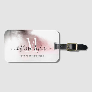 Misty Ombre Pink and Purple Monogrammed Luggage Tag