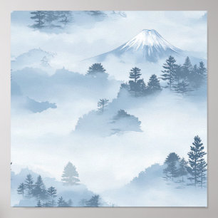 Misty Peaks – Watercolor Mountain Landscape (5) Poster