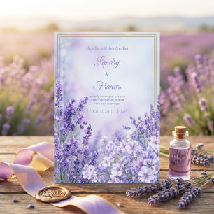 Misty Periwinkle Romantic Botanical Frame Wedding Invitation
