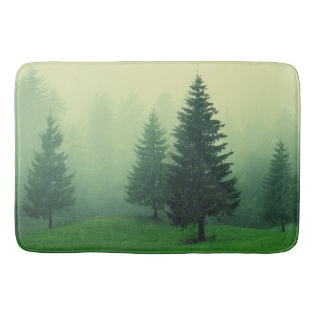 Misty Pine Forest Bath Mat (Front)