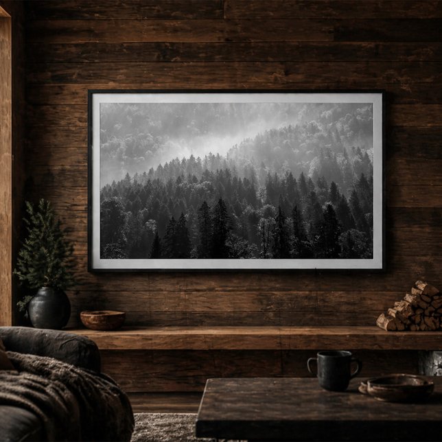 Misty Pine Forest Black and White Landscape Poster (Creator Uploaded)