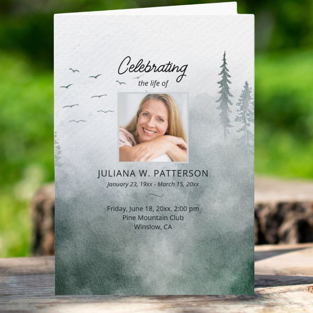 Misty Pine Forest Celebration of Life Funeral Program (Creator Uploaded)