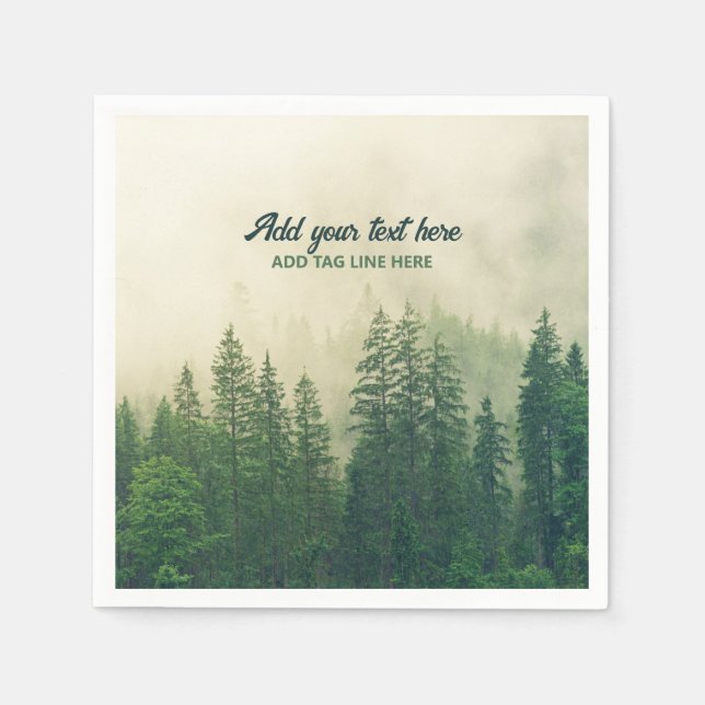Misty Pine Forest Trees Custom Keepsake Napkin (Front)