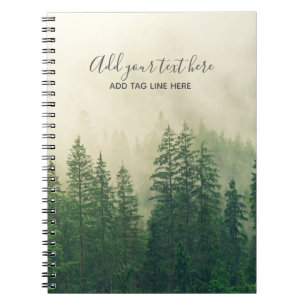 Misty Pine Forest Trees Custom Keepsake Notebook