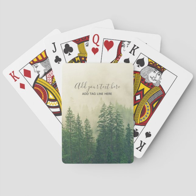 Misty Pine Forest Trees Custom Keepsake Playing Cards (Back)
