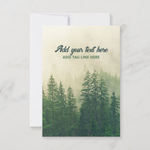 Misty Pine Forest Trees Custom Keepsake Thank You Card