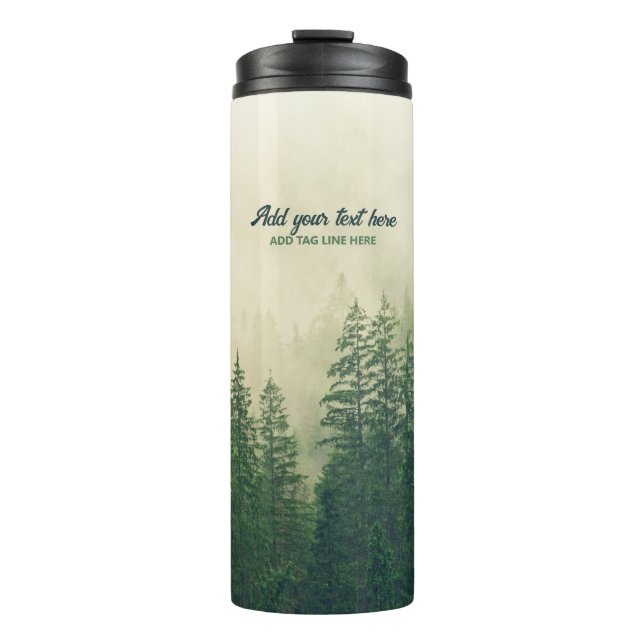 Misty Pine Forest Trees Custom Keepsake Thermal Tumbler (Front)