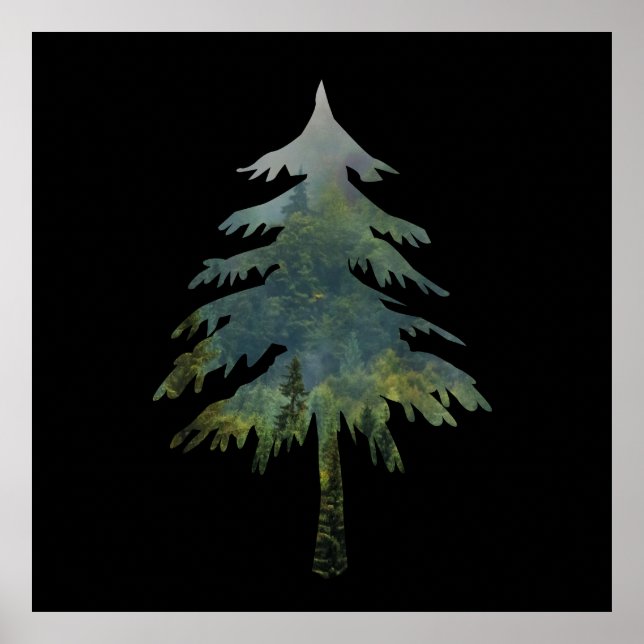 Misty pine trees Into the wild forest Poster (Front)