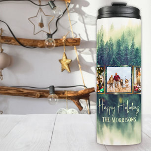 Misty Pines 5 Photo Christmas Thermal Tumbler