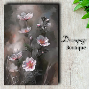 Misty Pink Cosmos Flowers Decoupage Tissue Paper