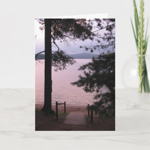 Misty Pink Lake Birthday Card w Bible Verse2