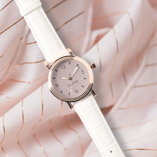 Misty Pink Solid Colour Custom Name Watch