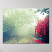 Misty Railroad Tracks Scenic Photo