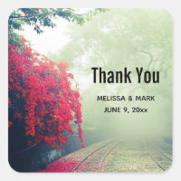 Misty Railroad Tracks Scenic Photo Thank You