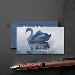 Misty Reflections Blue Swan Wedding Reception Enclosure Card