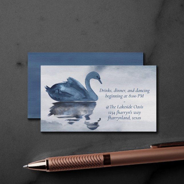 Misty Reflections | Blue Swan Wedding Reception Enclosure Card (Creator Uploaded)
