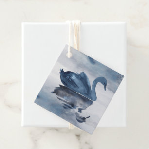 Misty Reflections Dusty Blue Swan Lake Thank You Favour Tags