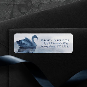 Misty Reflections   Dusty Blue Swan Return Address Label