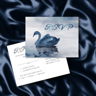 Misty Reflections   Dusty Blue Swan RSVP Entree Postcard