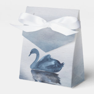 Misty Reflections Moody Dusty Blue Swan on Lake Favour Box