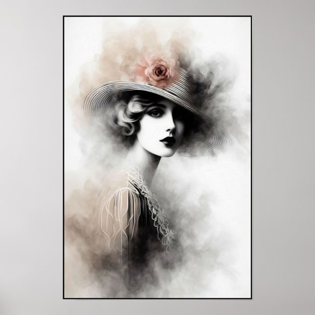 Misty Retro Portrait of Elegance Poster (Front)