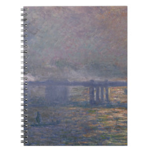 Misty River Bridge Impressionist Spiral Notebook
