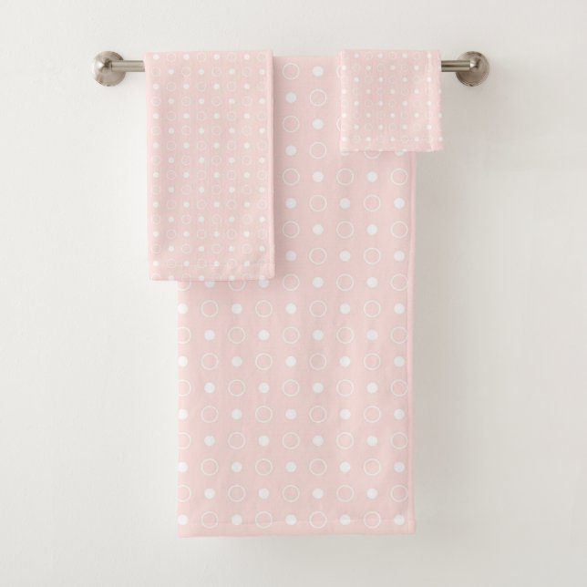 Misty Rose and white dots  Bath Towel Set (Insitu)