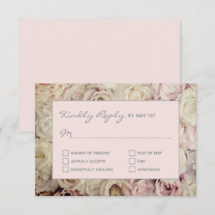Misty Rose Blush Pink RSVP Cards Rose Background