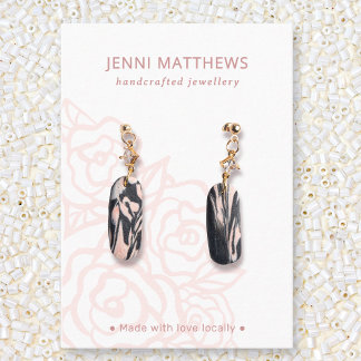 Misty Rose Bouquet Pink Floral Earring Display Business Card