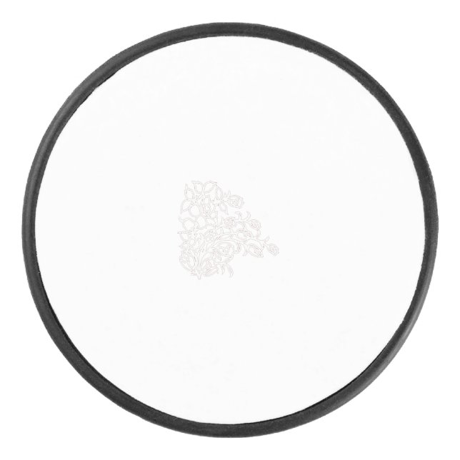 Misty Rose, Flush Mahogany, Decorative Design Hockey Puck (Front)